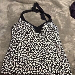 Lands' End  Patterned Swim Tankini Halter Top Size 12